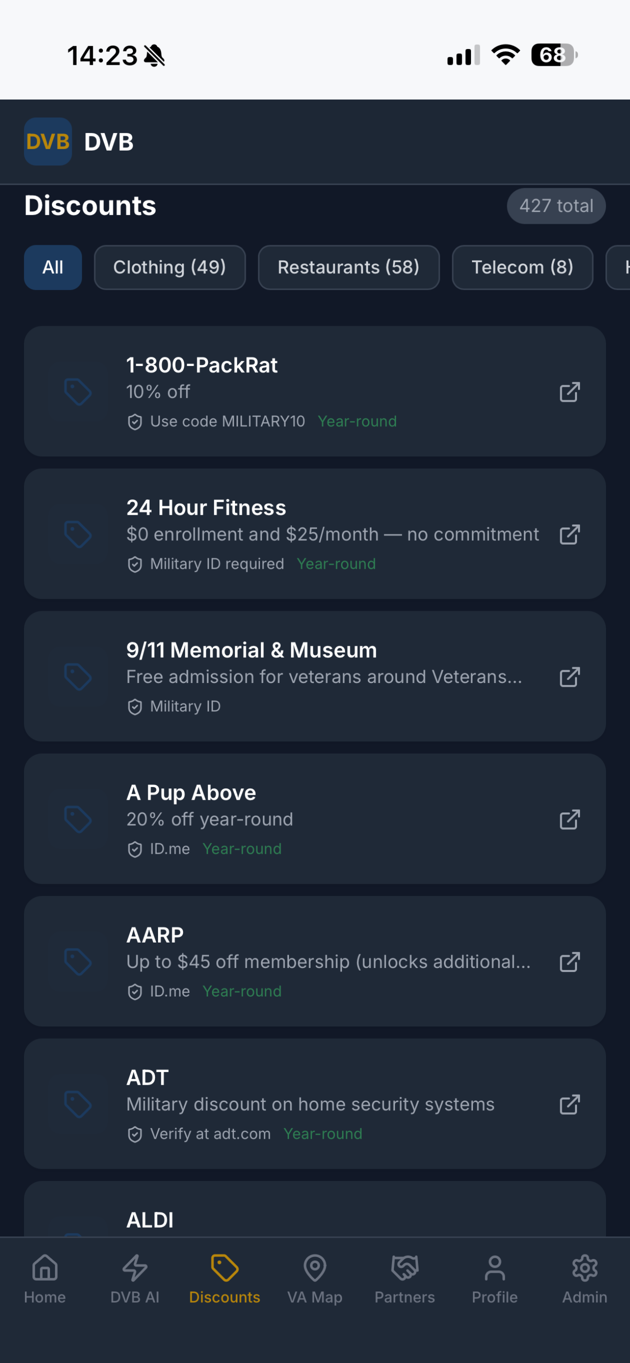 The DVB discounts marketplace — hundreds of veteran offers